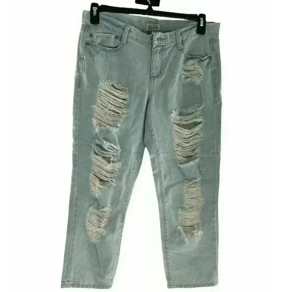 Mudd Junior Girls Blue Cotton Pockets Light Wash Denim Straight Leg Jean Size 11